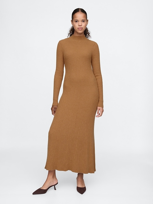 Image number 1 showing, CashSoft Pleated Rib Maxi Sweater Dress