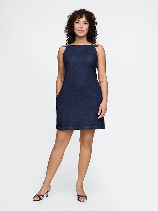 Image number 5 showing, Square-Neck Denim Mini Dress