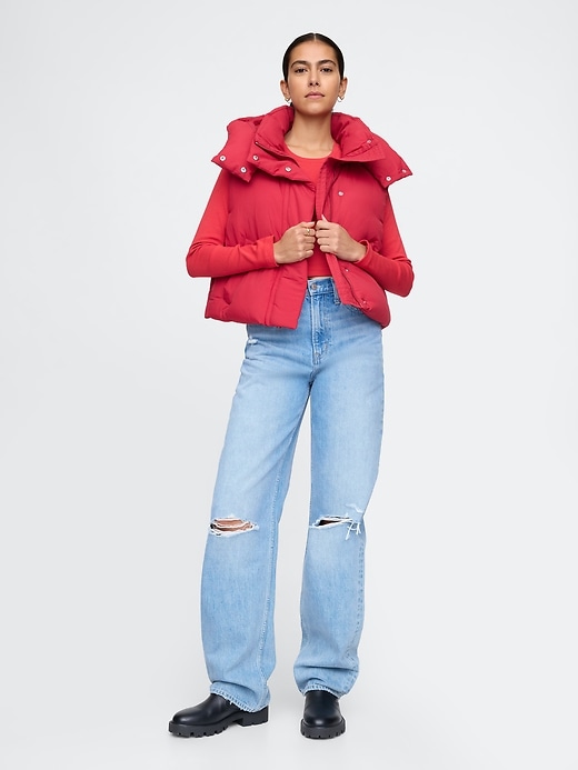 Image number 3 showing, Cropped Duvet Wrap Puffer Vest