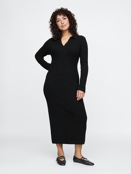 Image number 5 showing, CashSoft Rib Midi Polo Sweater Dress