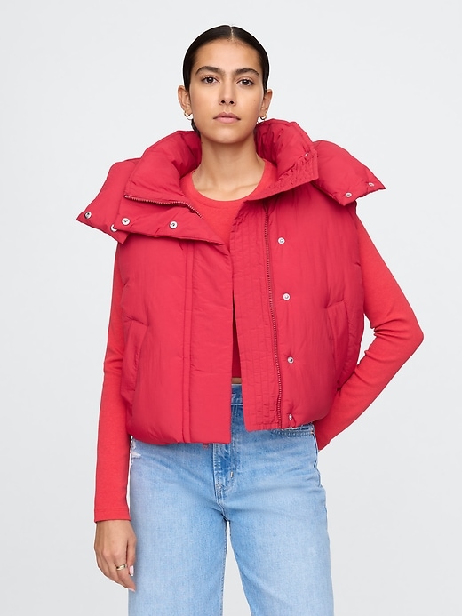 Image number 1 showing, Cropped Duvet Wrap Puffer Vest