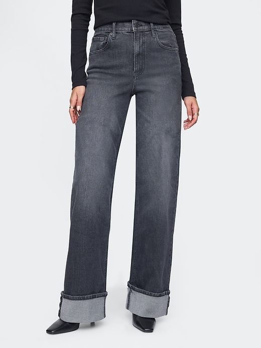 Image number 2 showing, High Rise Stride Cuffed Wide-Leg Jeans