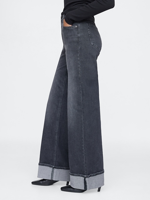 Image number 3 showing, High Rise Stride Cuffed Wide-Leg Jeans