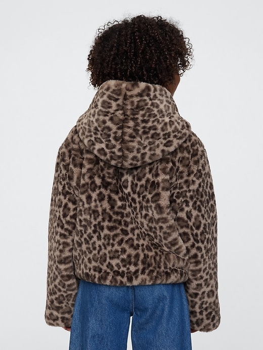 Image number 2 showing, Kids Recycled Leopard Faux Fur Jacket