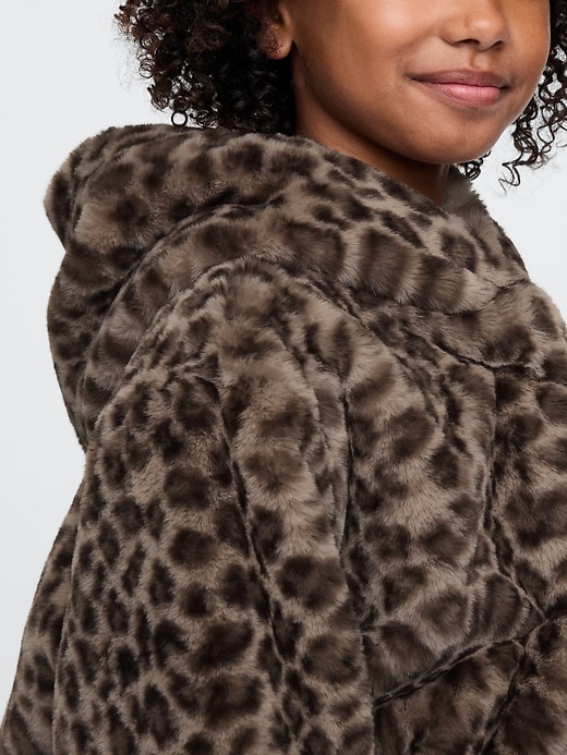 Image number 5 showing, Kids Recycled Leopard Faux Fur Jacket