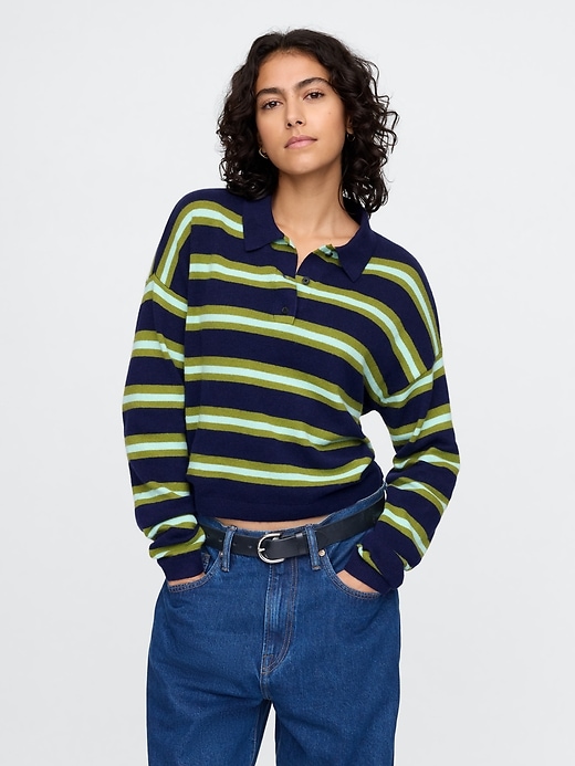 Image number 1 showing, CashSoft Relaxed Polo Sweater