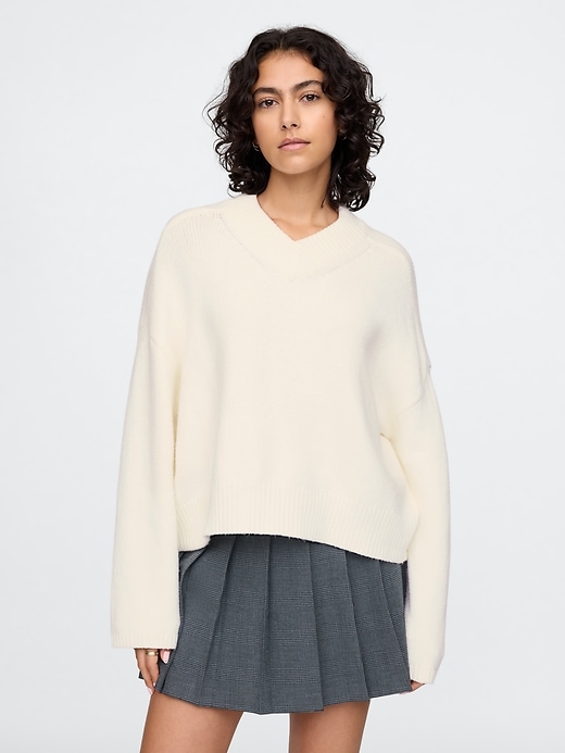 Image number 1 showing, CashSoft Oversized V-Neck Sweater