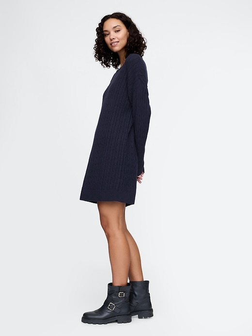 Image number 3 showing, CashSoft Cable-Knit Mini Sweater Dress