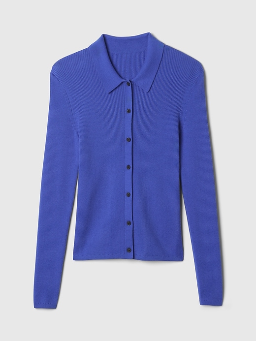 Image number 5 showing, CashSoft Rib Polo Cardigan