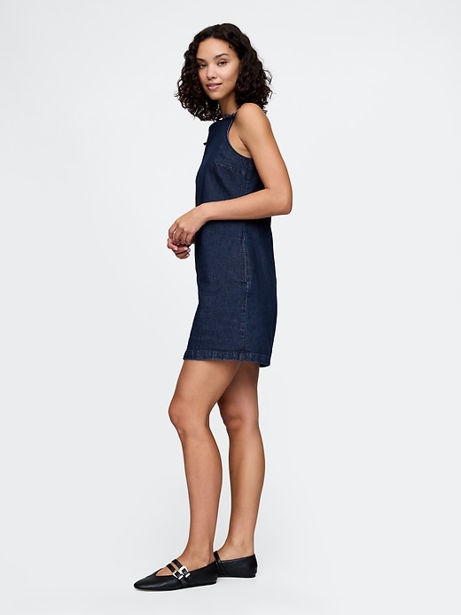 Image number 3 showing, Square-Neck Denim Mini Dress