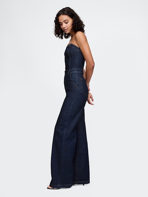 Image number 3 showing, Strapless Denim Jumpsuit