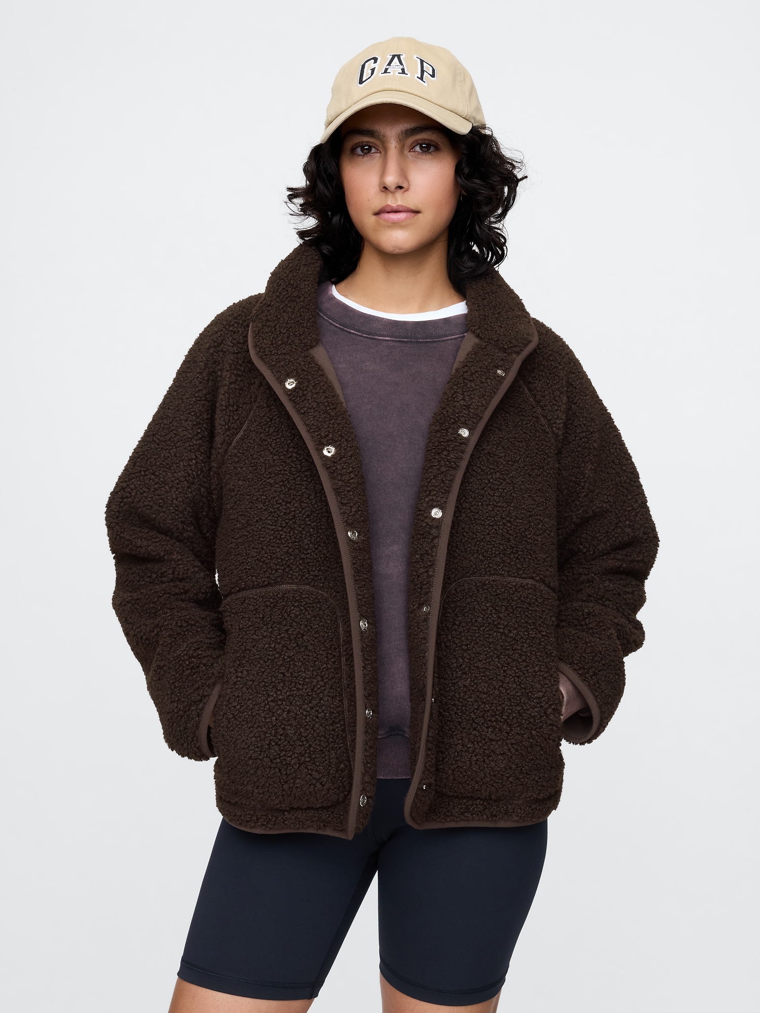 GapFit Oversized Sherpa Raglan Jacket Gap