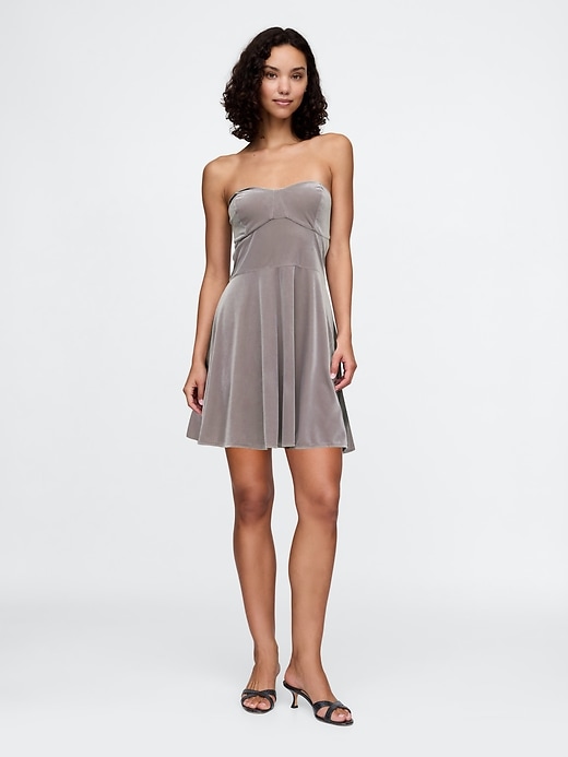 Image number 1 showing, Strapless Velvet Mini Dress