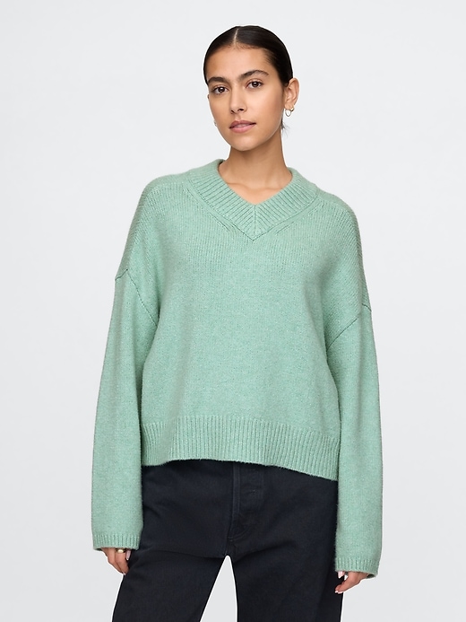 Image number 1 showing, CashSoft Oversized V-Neck Sweater