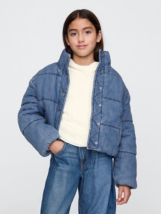 Image number 1 showing, Kids Denim Puffer Jacket