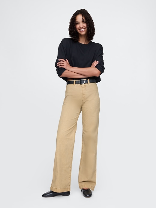 Image number 1 showing, High Rise Stride Wide-Leg Khakis