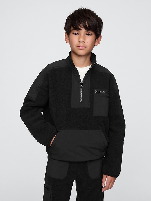 Image number 1 showing, Kids Sherpa Half-Zip Pullover