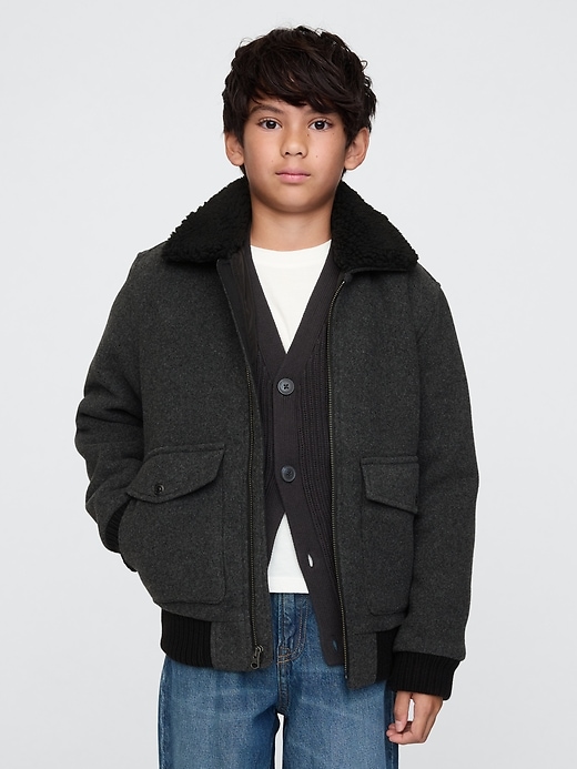 Image number 1 showing, Kids Wool Bomber Jacket