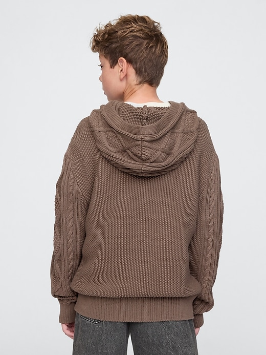 Image number 2 showing, Kids Hooded Cable-Knit Sweater