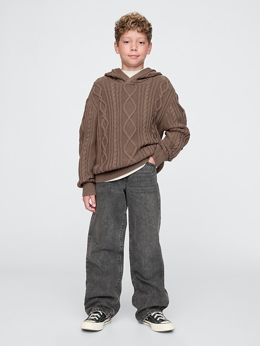 Image number 3 showing, Kids Hooded Cable-Knit Sweater