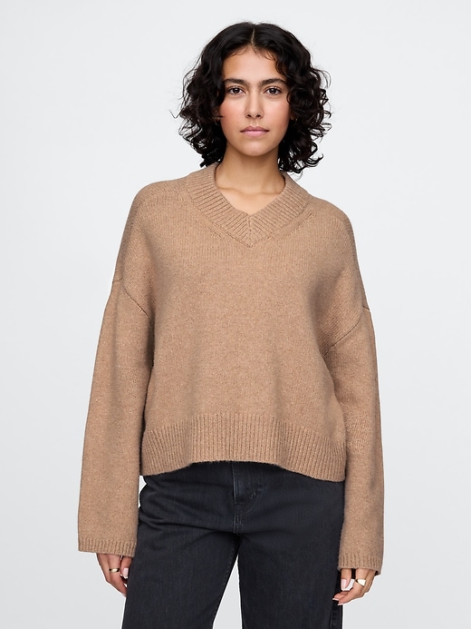 Image number 1 showing, CashSoft Oversized V-Neck Sweater