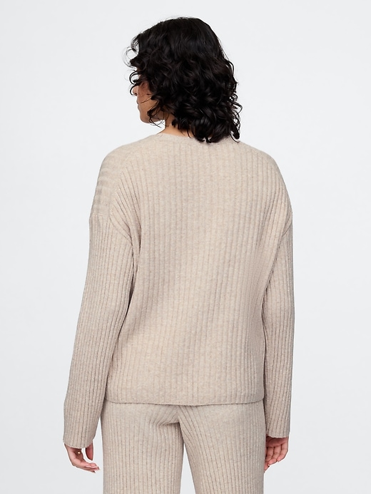 Image number 2 showing, CashSoft Wide Rib V-Neck Sweater