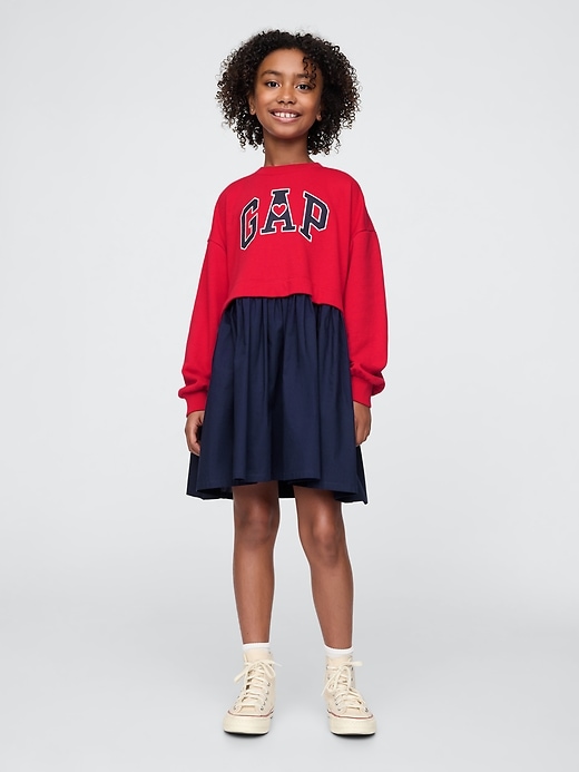 Image number 1 showing, Kids 2-in-1 Vintage Soft Sweatshirt Dress