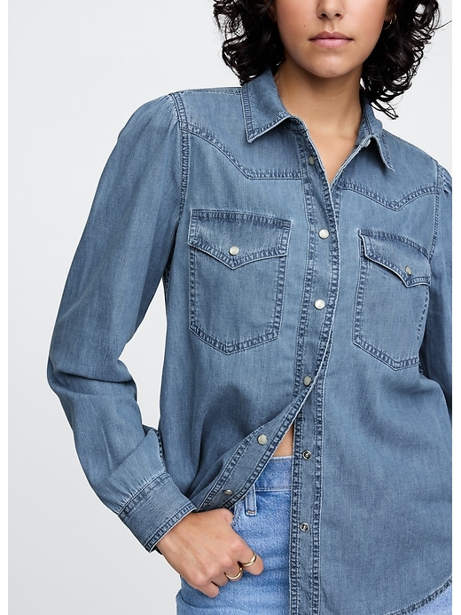 Image number 4 showing, Denim Western Shirt