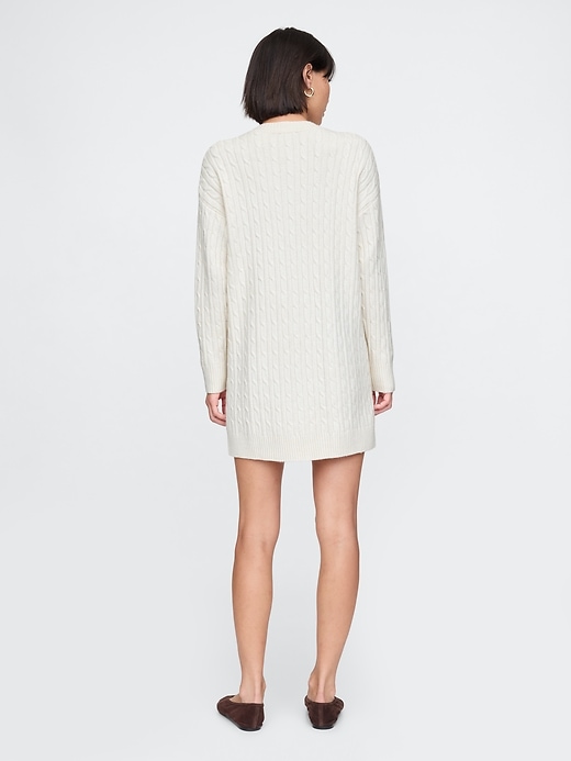 Image number 2 showing, CashSoft Cable-Knit Mini Sweater Dress