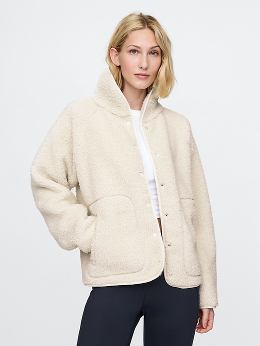 Image number 1 showing, GapFit Oversized Sherpa Raglan Jacket