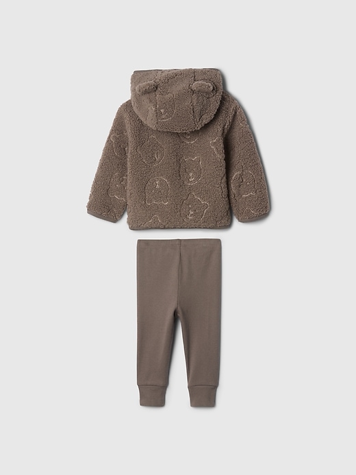 Image number 2 showing, Baby Sherpa Bear Hoodie Outfit Set