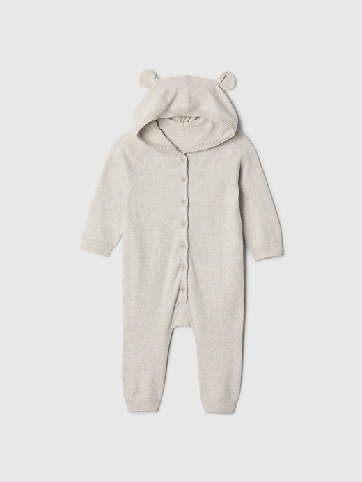 Image number 1 showing, Baby Bear Hooded Footless One-Piece