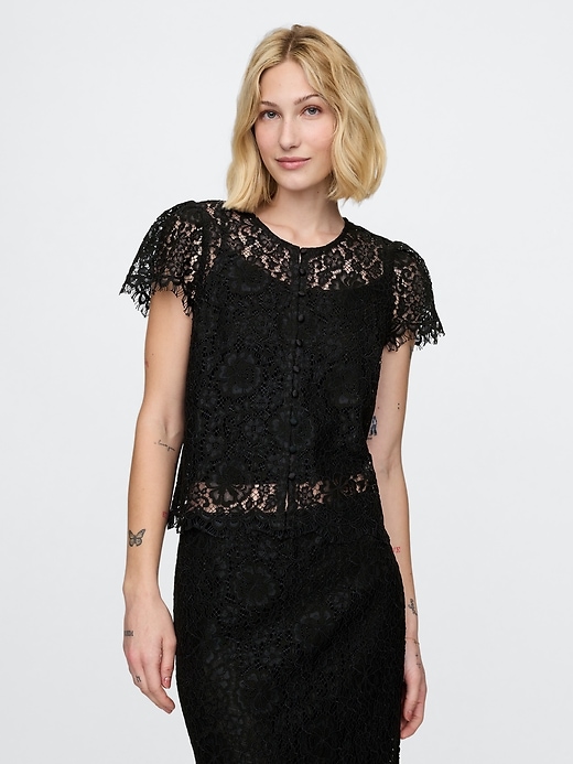 Image number 1 showing, Lace Cap Sleeve Top