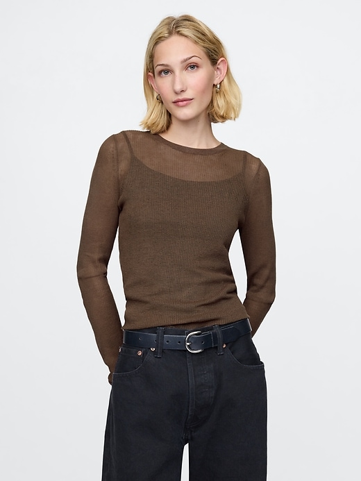 Image number 1 showing, Sheer Rib Sweater