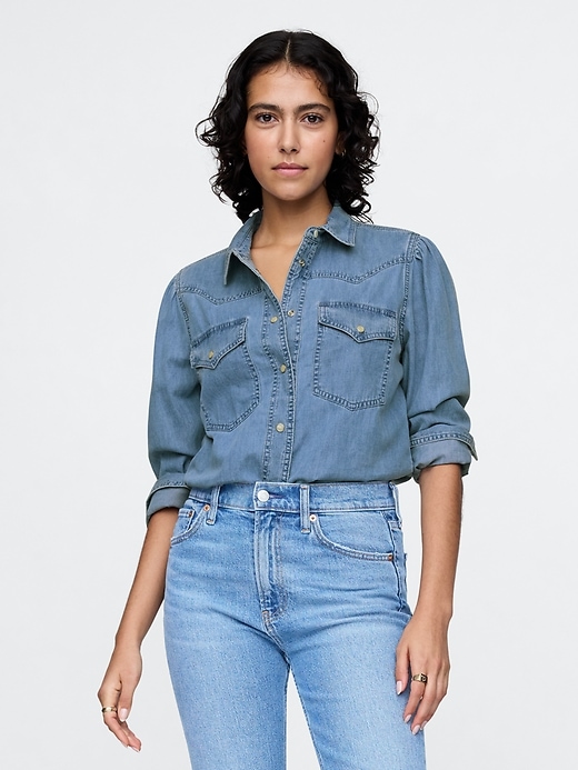 Image number 1 showing, Denim Western Shirt