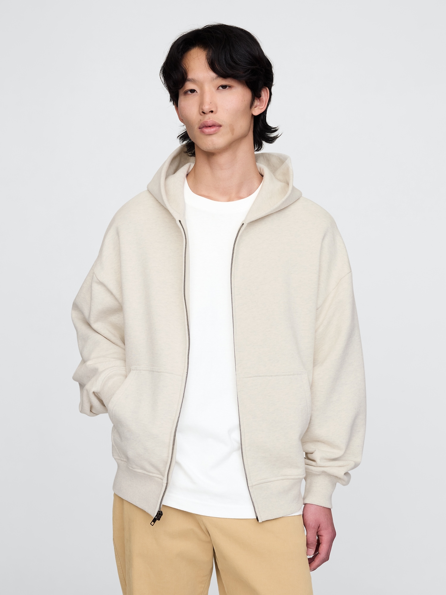 Heavyweight Zip Hoodie - Beige