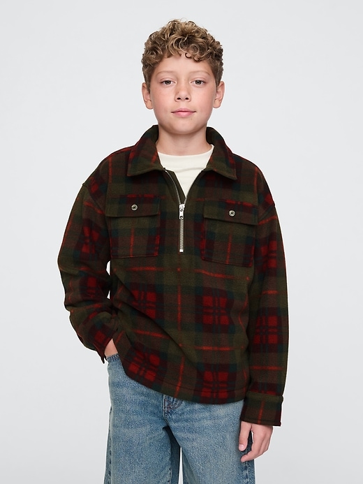 Image number 1 showing, Kids Cozy Half-Zip Shirt Jacket