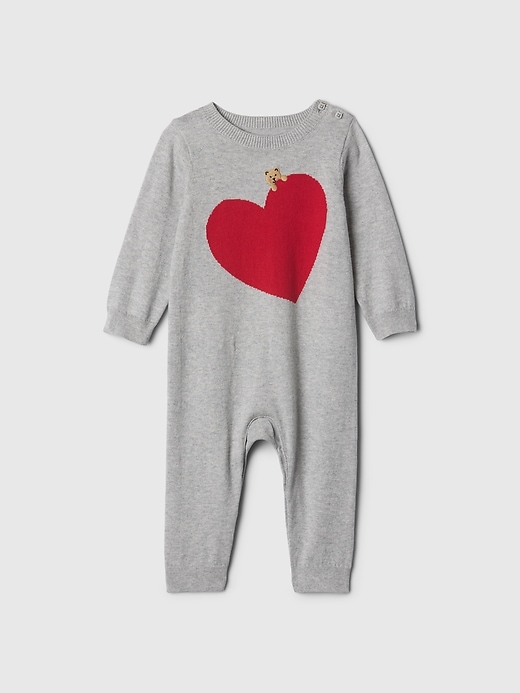 Image number 1 showing, Baby Bear Heart Sweater One-Piece