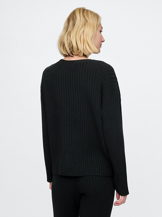 Image number 2 showing, CashSoft Wide Rib V-Neck Sweater