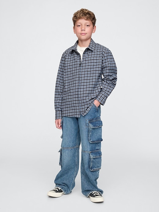 Image number 3 showing, Kids Organic Cotton Flannel Full-Zip Shirt