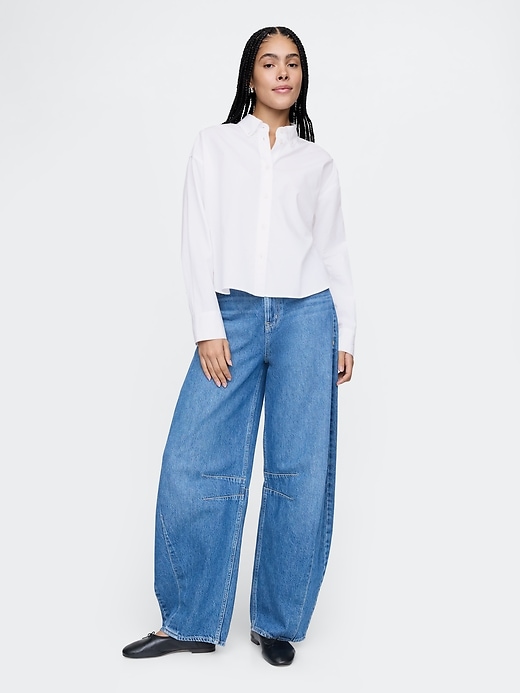 Image number 3 showing, Organic Cotton Poplin Cropped Big Shirt