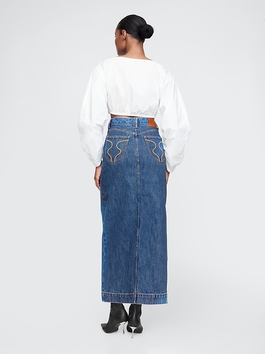 Image number 4 showing, Gap × Cult Gaia Asymmetrical Denim Maxi Skirt