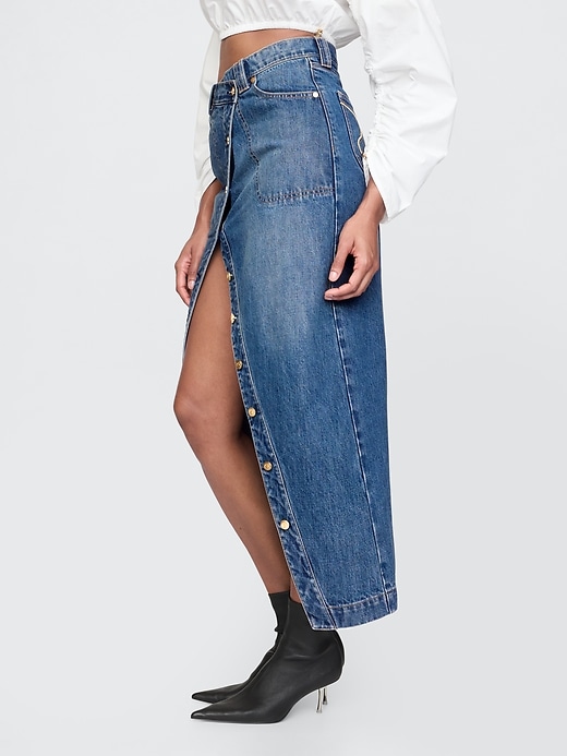 Image number 3 showing, Gap × Cult Gaia Asymmetrical Denim Maxi Skirt