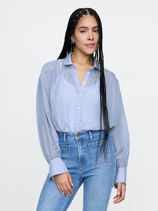 Image number 1 showing, Oversized Sheer Shirt