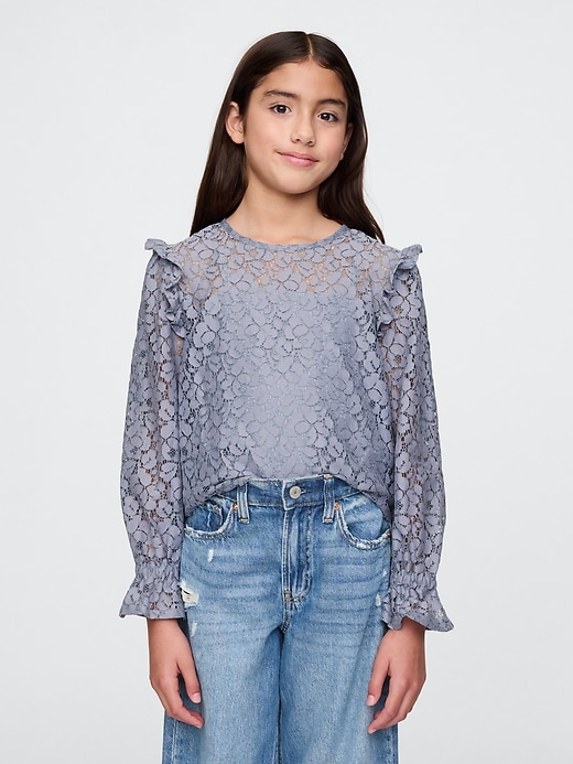 Image number 1 showing, Kids Ruffle Lace Top