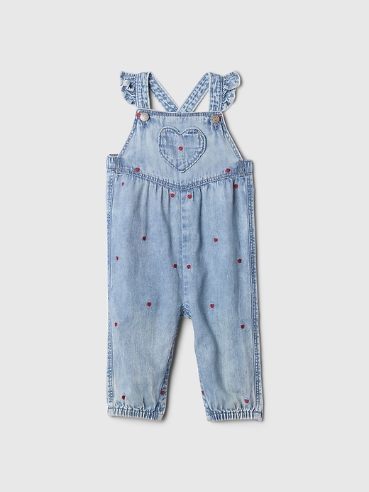 Image number 1 showing, Baby Denim Heart Overalls