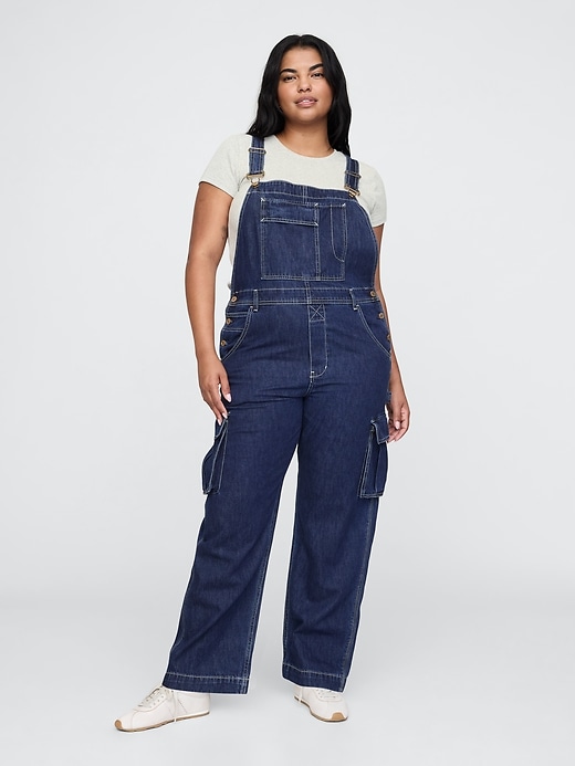 Image number 4 showing, Relaxed Denim Cargo Overalls