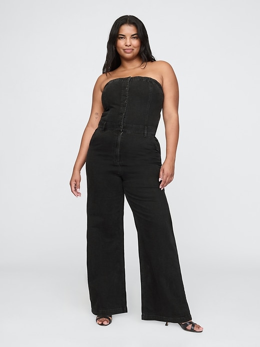 Image number 5 showing, Strapless Denim Jumpsuit