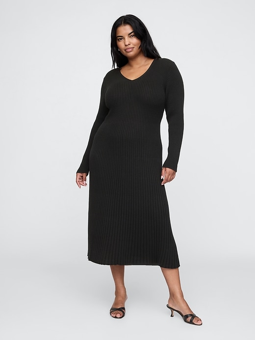 Image number 5 showing, V-Neck Rib Maxi Sweater Dress