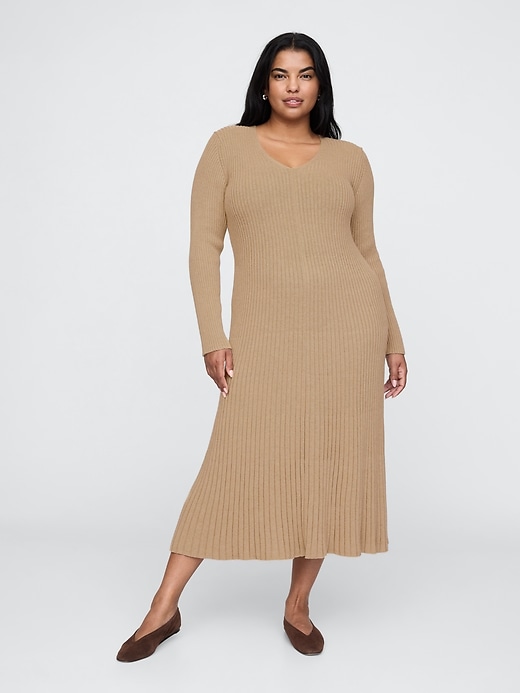 Image number 5 showing, V-Neck Rib Maxi Sweater Dress